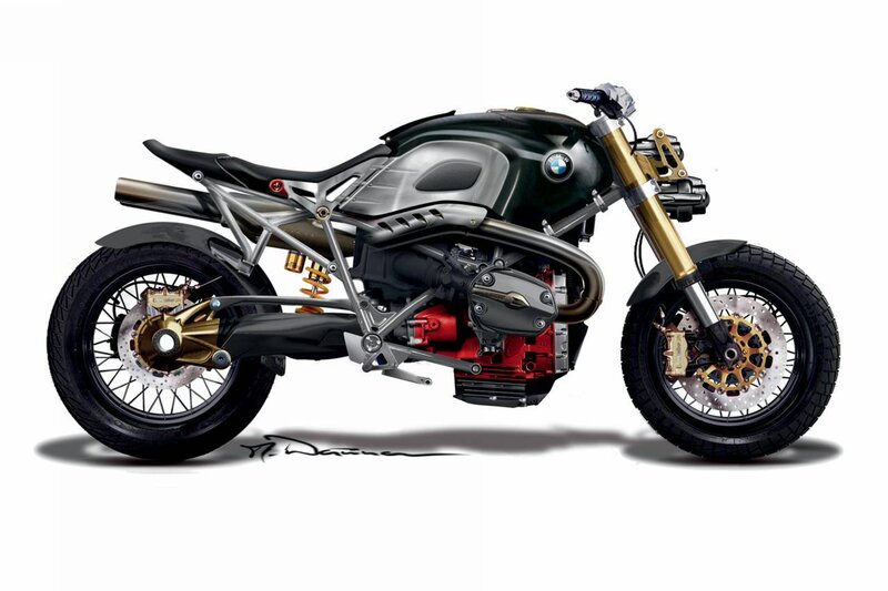 Custom BMW Motorcycle — Black, Mechanical, Digital Art