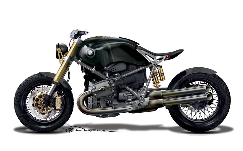 Custom BMW Motorcycle — Black, Sleek, Digital Art