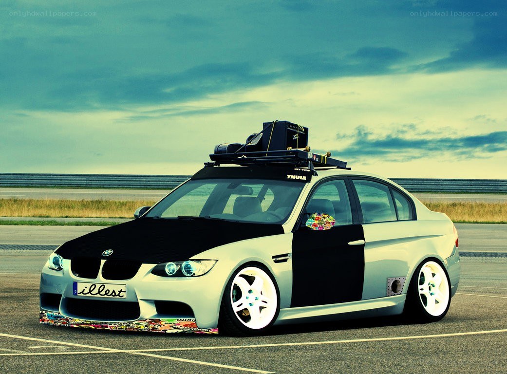 custom bmw on a racetrack