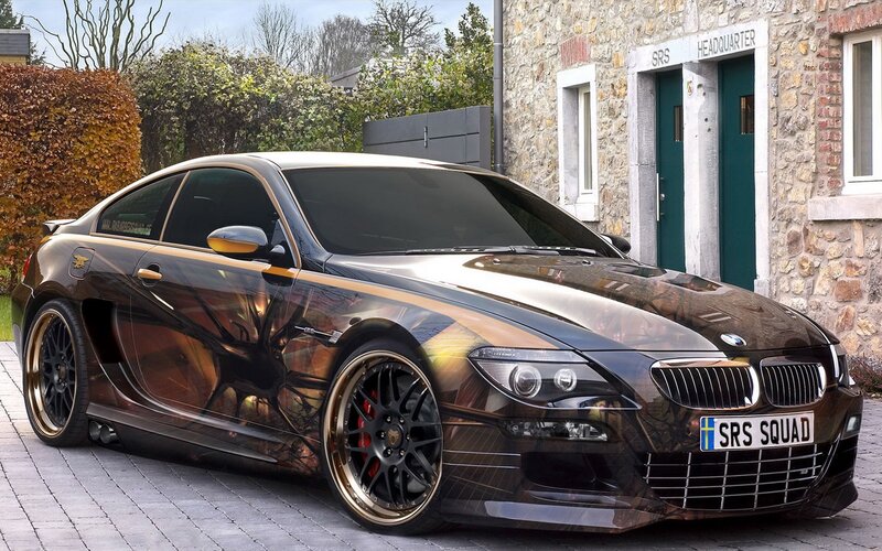 custom BMW with camouflage wrap