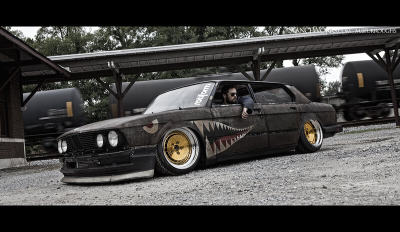 Custom BMW with shark graphics
