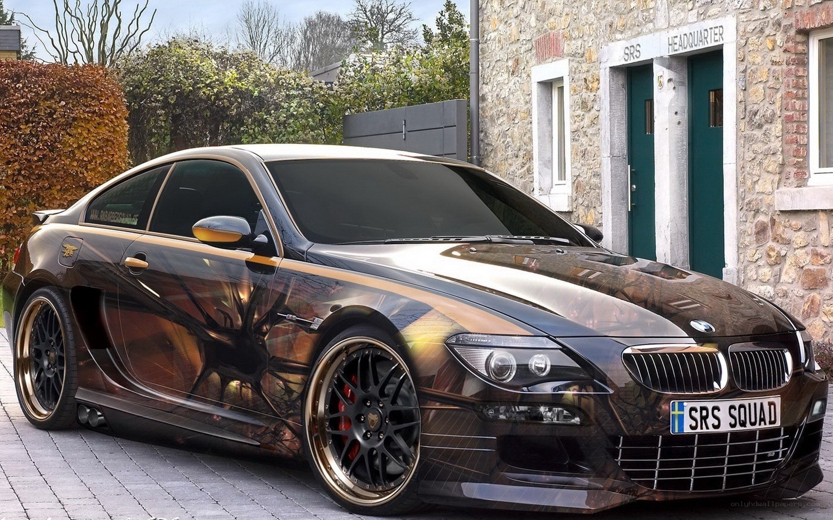 custom BMW with spider wrap