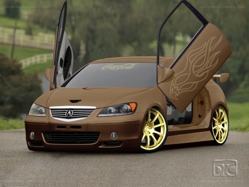 custom brown car with gold wheels