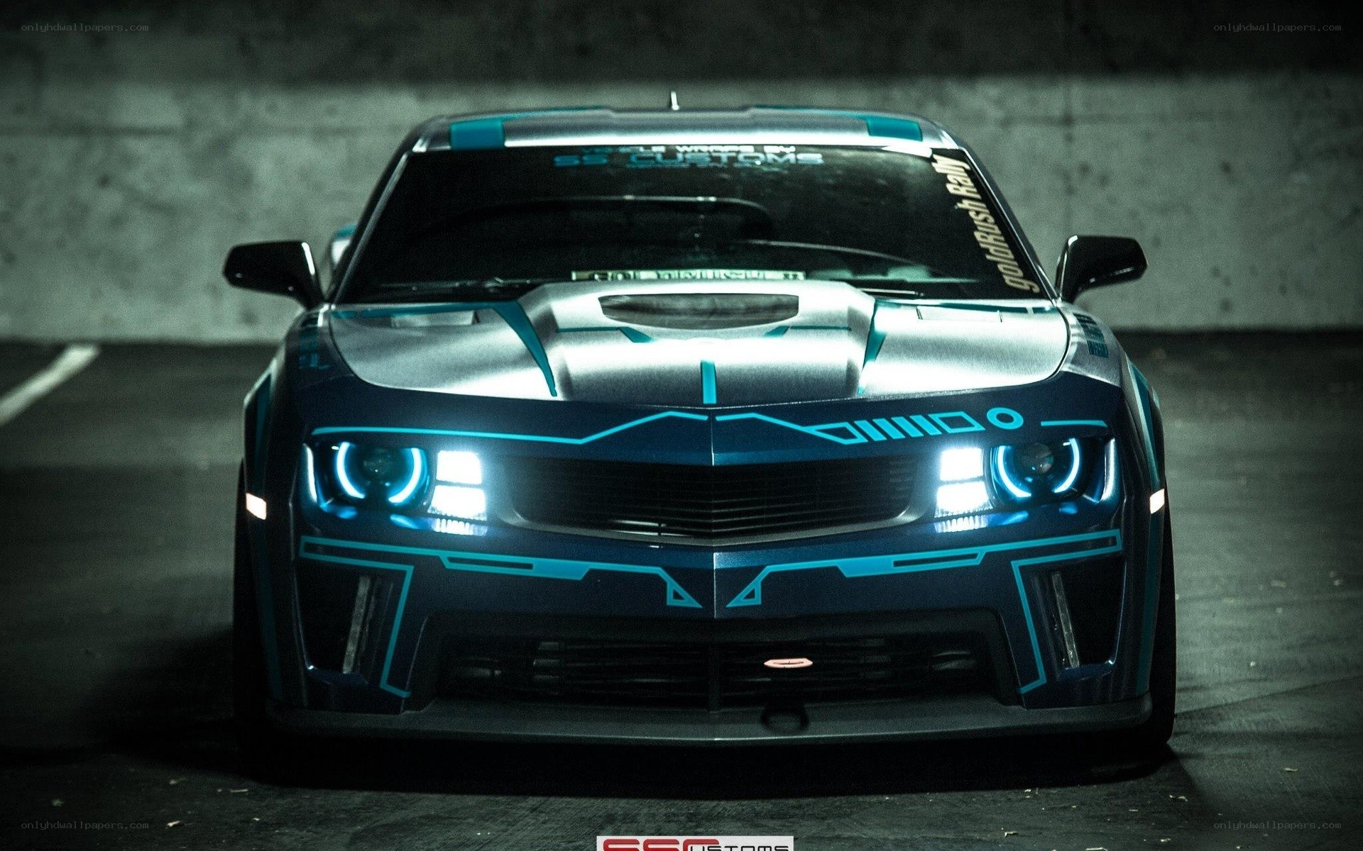 custom camaro with neon lights