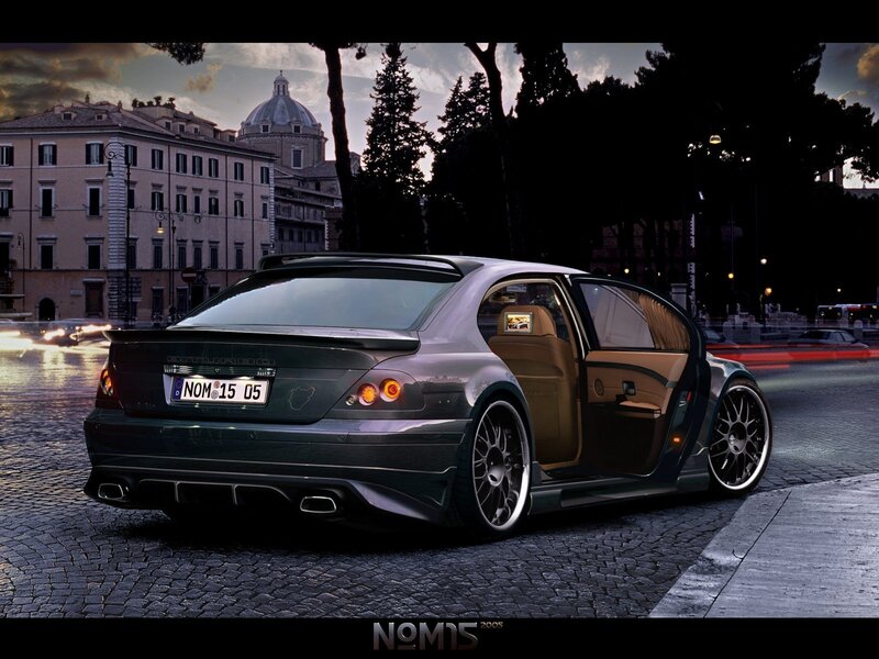Custom car in Rome at dusk