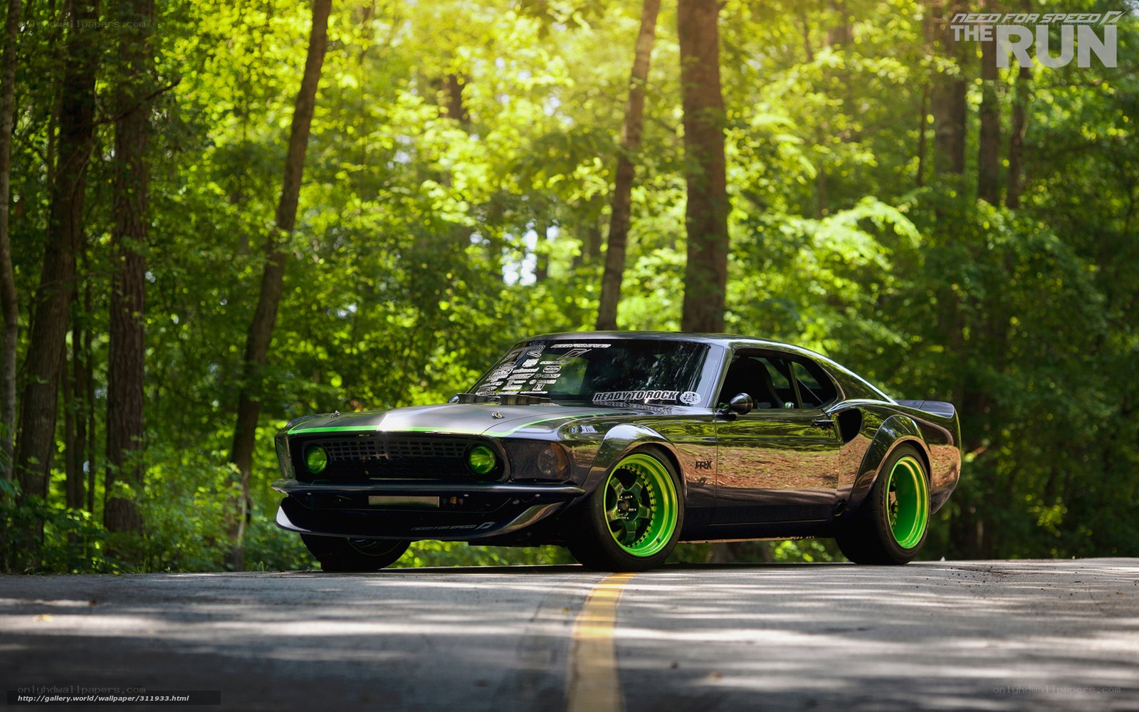 Custom car on forest road