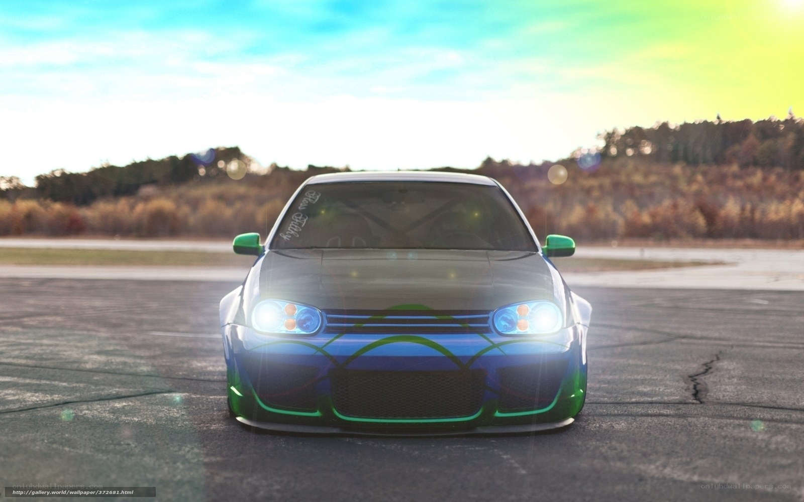 custom car on racetrack