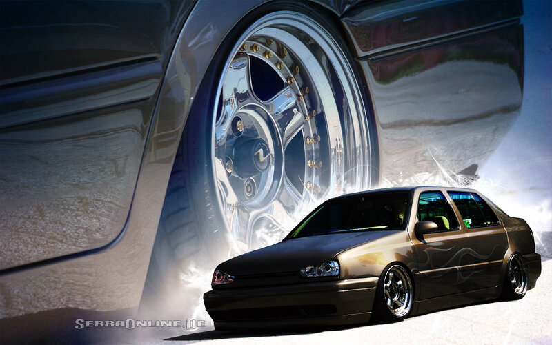 custom car with chrome wheels