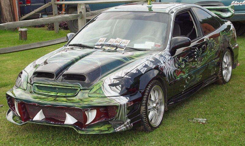 custom car with dragon design
