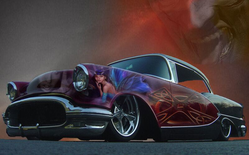 custom car with fantasy art