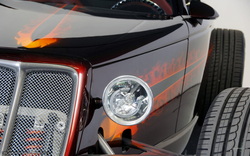 custom car with flame design