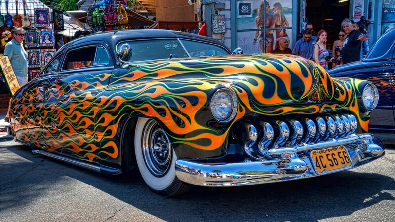 Custom Car with Flame Paint — Black