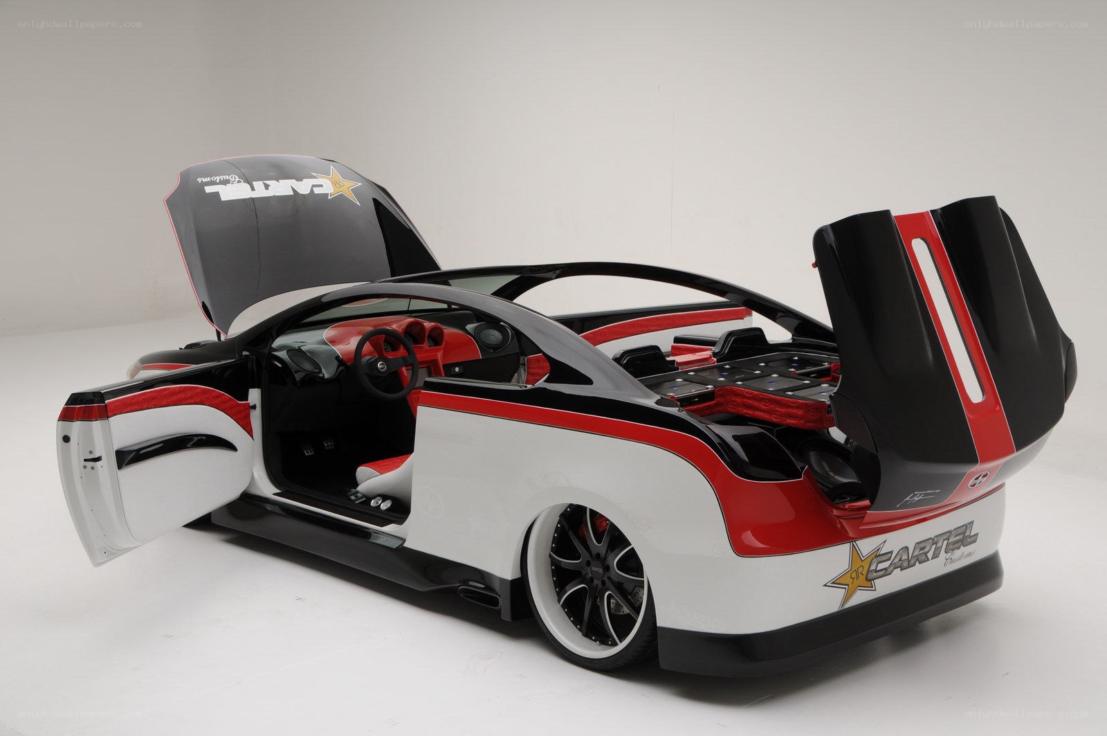 Custom car with open doors