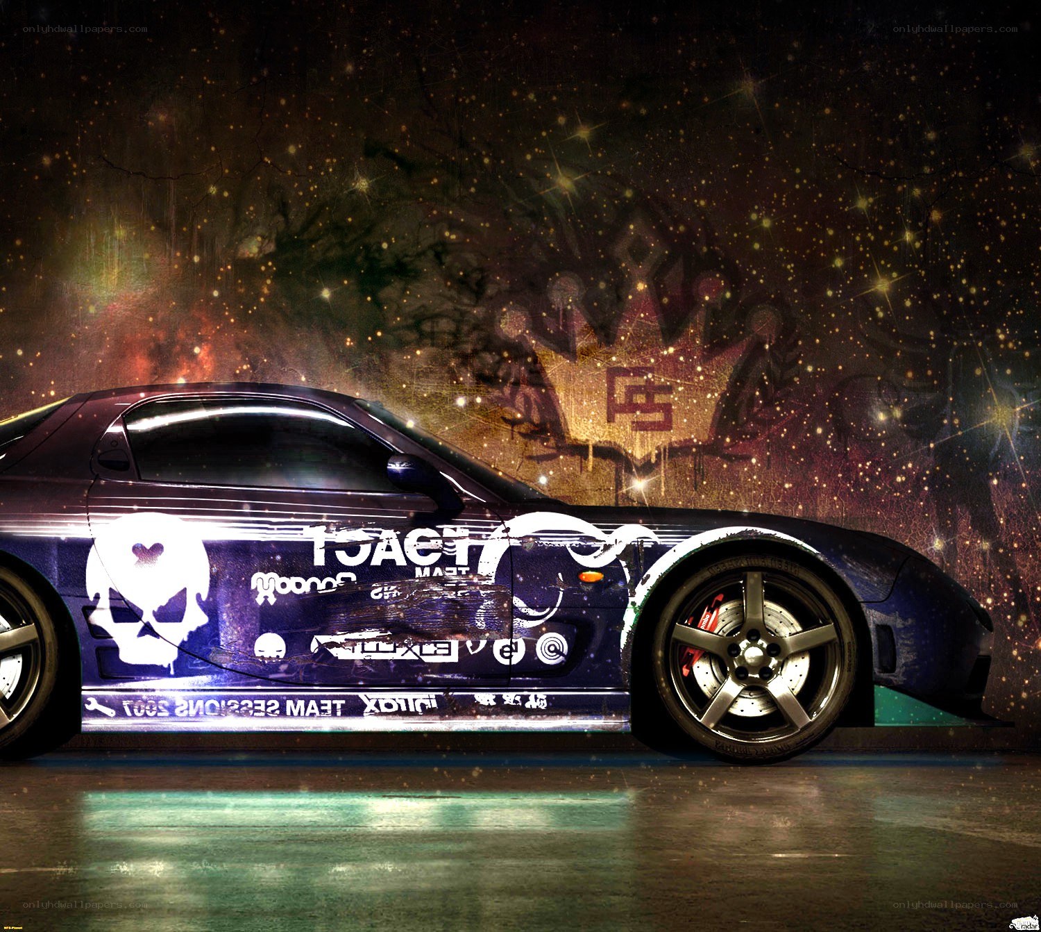 custom car with skull design