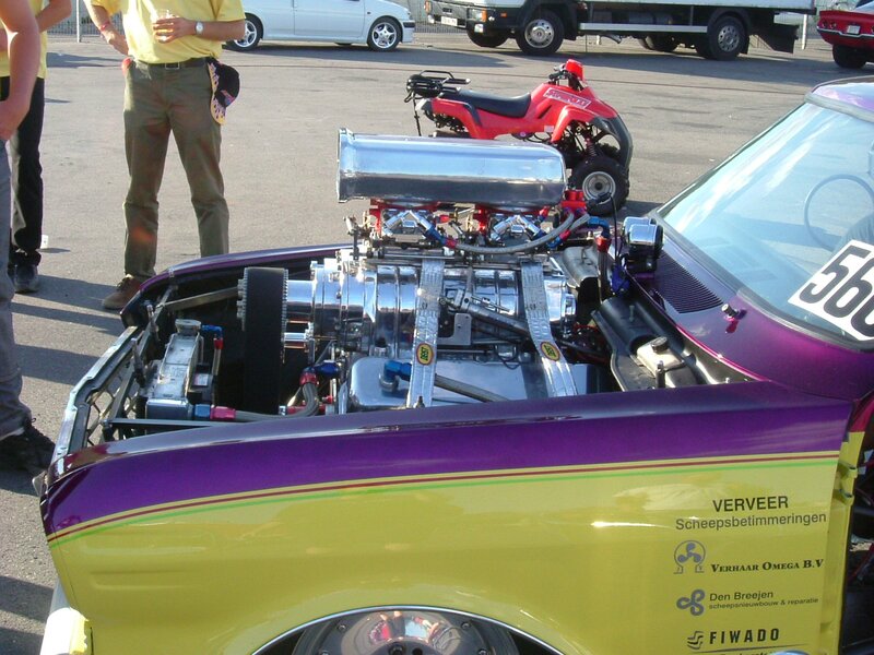 custom car with supercharged engine
