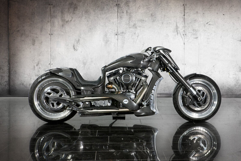 Custom Carbon-fiber Motorcycle — Black, Dramatic