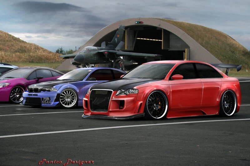 Custom cars at airfield