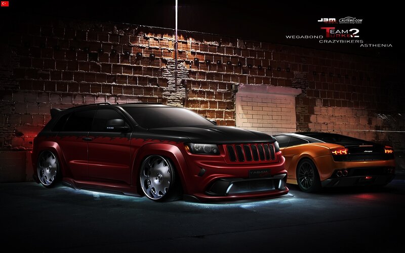 Custom cars at night