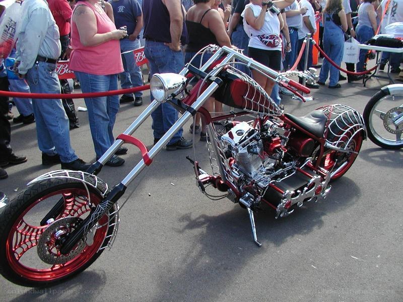 Custom chopper motorcycle at show
