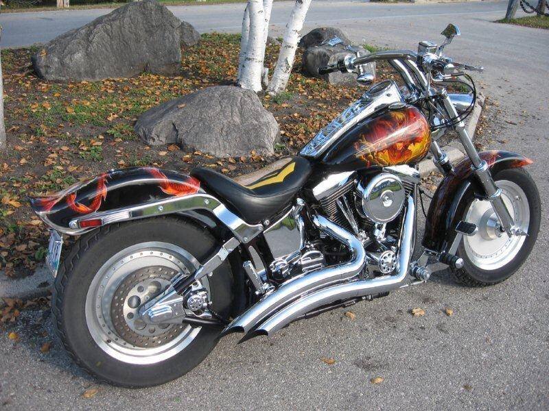 Custom Chopper Motorcycle — Black, Calm, Autumn