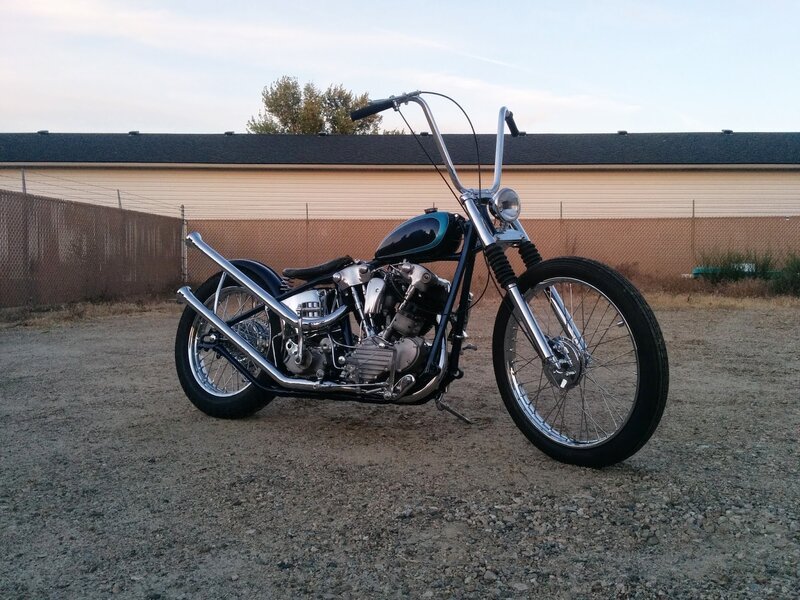 Custom Chopper Motorcycle — Black, Calm, Sunset