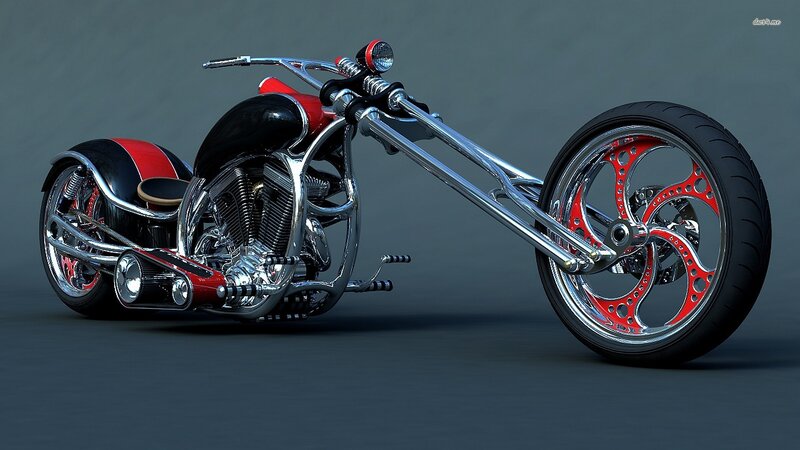 Custom Chopper Motorcycle — Black, Dramatic, 3d Render, Seat