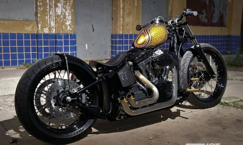 Custom Chopper Motorcycle — Black, Dramatic, Afternoon, Photograph, Fuel Tank, Engine