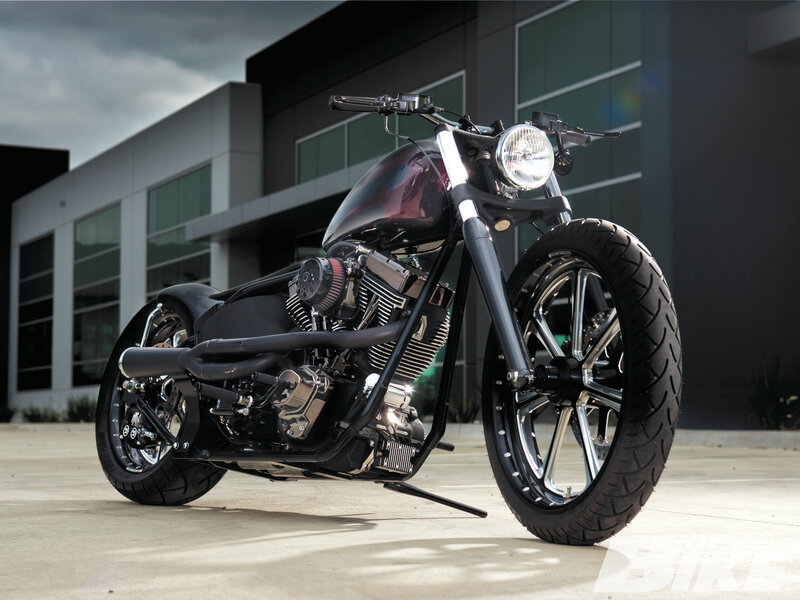 Custom Chopper Motorcycle — Black, Dramatic, Afternoon, Photograph
