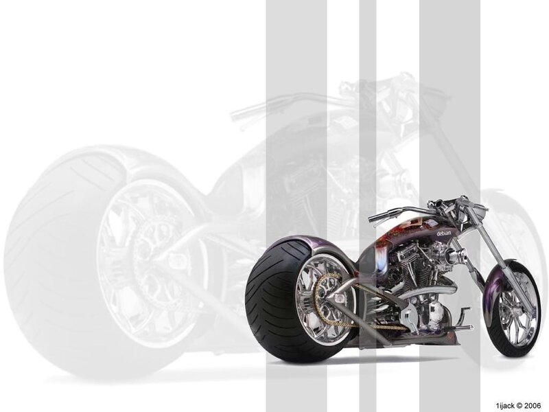 Custom Chopper Motorcycle — Black, Dramatic, Digital Art, Wheels
