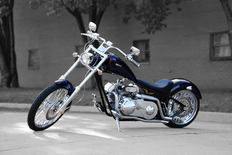 Custom Chopper Motorcycle — Black, Dramatic