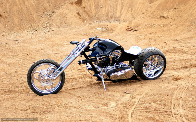 Custom Chopper Motorcycle — Black, Dusty, Photograph
