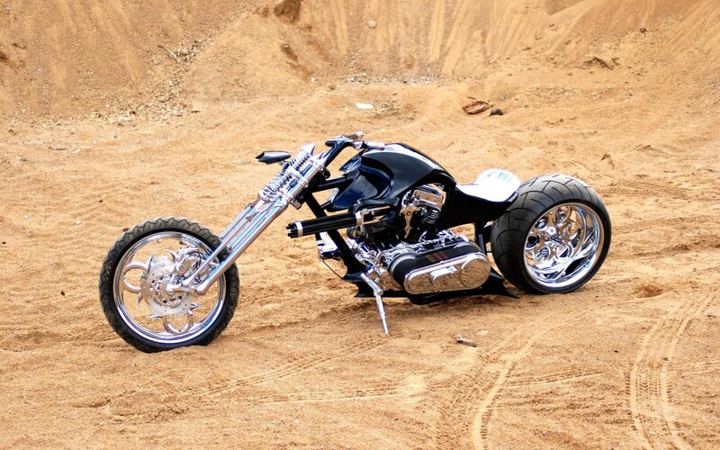Custom Chopper Motorcycle — Black, Dusty