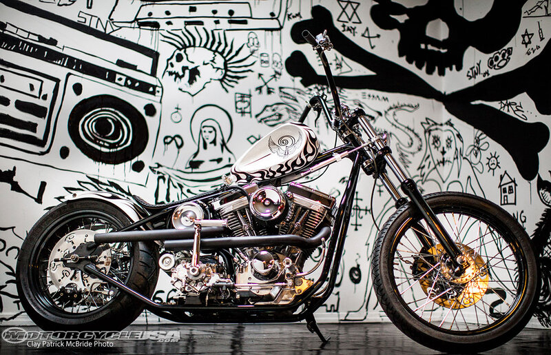 Custom Chopper Motorcycle — Black, Edgy