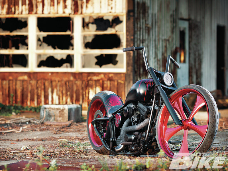 Custom Chopper Motorcycle — Black, Gritty