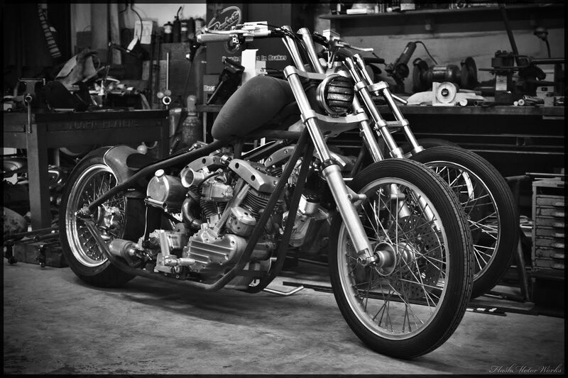 Custom Chopper Motorcycle — Black, Industrial
