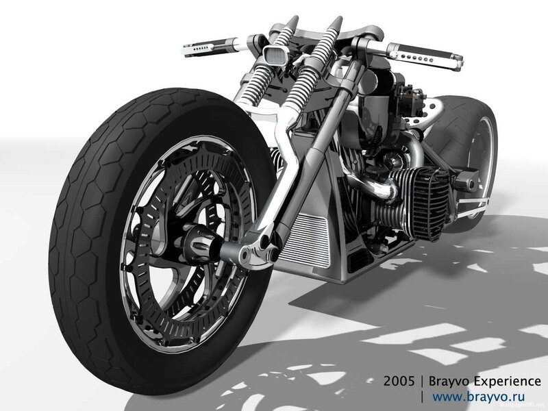Custom Chopper Motorcycle — Black, Mechanical, 3d Render, Engine