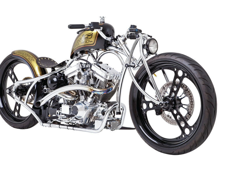 Custom Chopper Motorcycle — Black, Mechanical