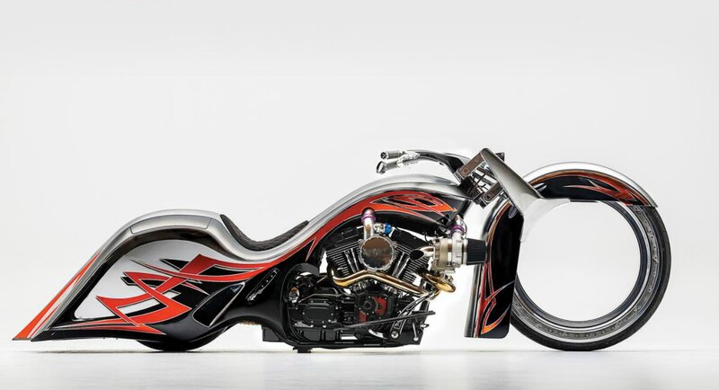 Custom Chopper Motorcycle — Black, Neutral, Photograph, Engine, Seat