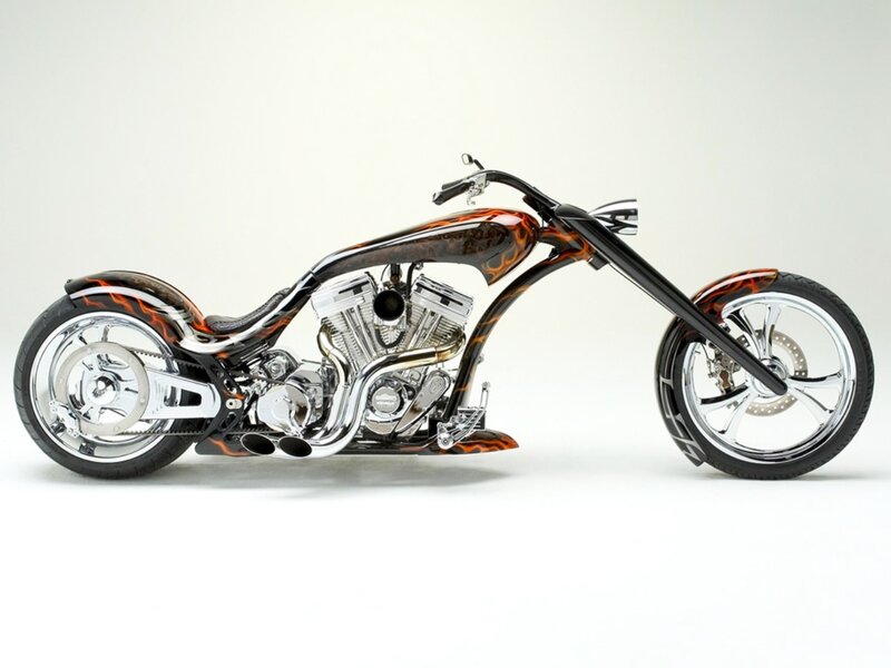 Custom Chopper Motorcycle — Black, Neutral, Photograph, Engine
