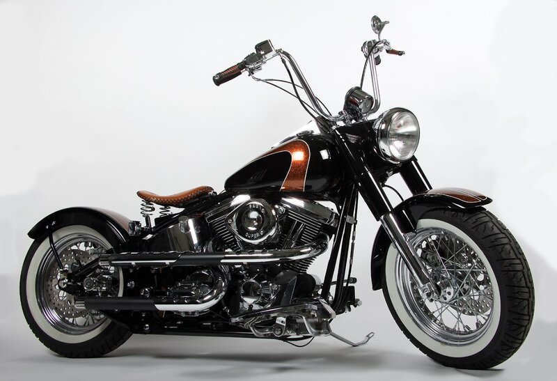 Custom Chopper Motorcycle — Black, Neutral, Photograph, Seat