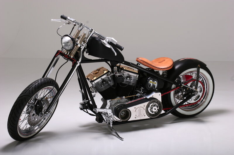 Custom Chopper Motorcycle — Black, Neutral, Photograph
