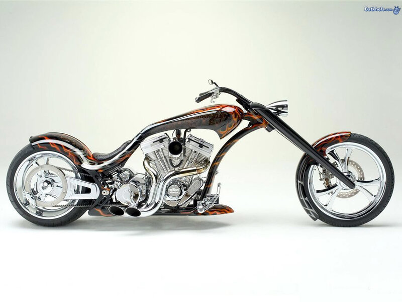 Custom Chopper Motorcycle — Black, Neutral