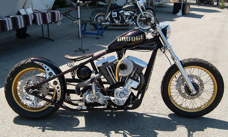 Custom Chopper Motorcycle — Black, Outdoor, Afternoon, Photograph