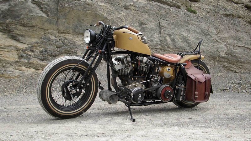 Custom Chopper Motorcycle — Black, Rugged