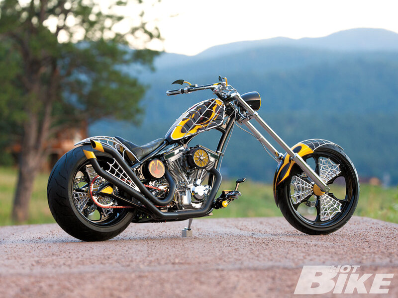 Custom Chopper Motorcycle — Black, Serene