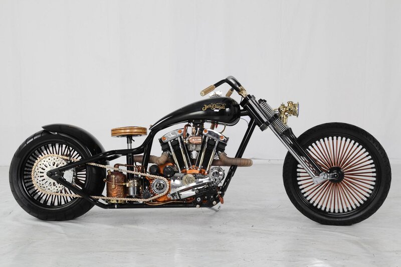 Custom Chopper Motorcycle — Black, Showcase, Photograph