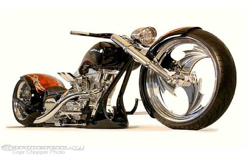 Custom Chopper Motorcycle — Black, Showcase