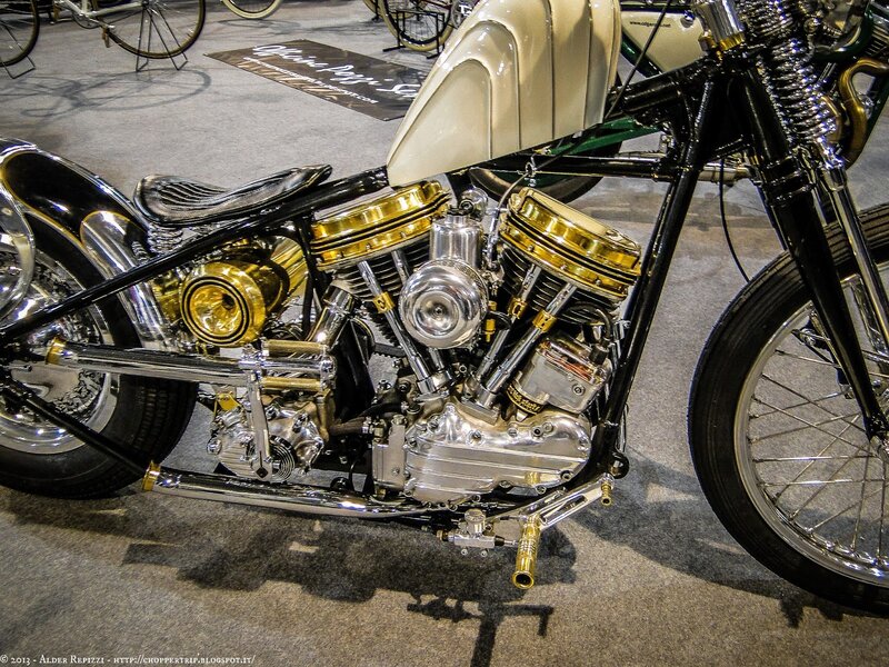 Custom Chopper Motorcycle — Black, Showroom