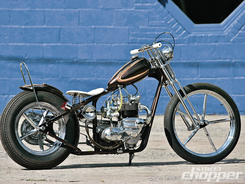 Custom Chopper Motorcycle — Black, Static, Afternoon, Photograph