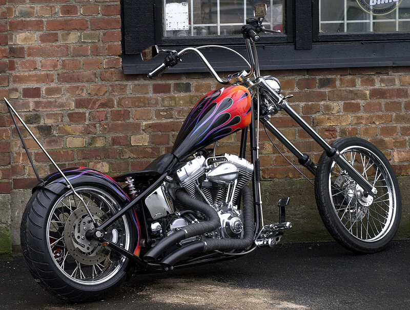 Custom Chopper Motorcycle — Black, Static, Photograph
